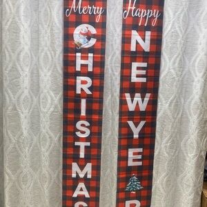 Plaid Merry Christmas and Happy New Year Banners